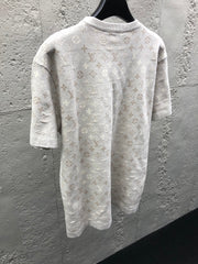 All-over floral knit crew neck short-sleeved top