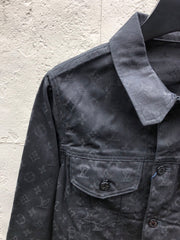 All-over print denim jacket with subtle pattern