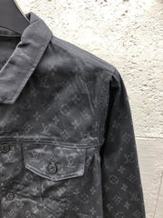 All-over print denim jacket with subtle pattern