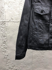 All-over print denim jacket with subtle pattern