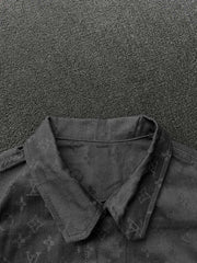 All-over print denim jacket with subtle pattern