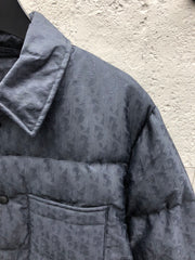Subtle Monogram Canvas Down Jacket with Stand Collar