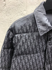 Subtle Monogram Canvas Down Jacket with Stand Collar