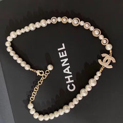 Crystal Pearl Letter Necklace