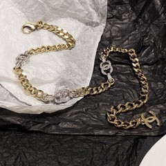 Light gold and silver two-tone rhinestone choker necklace