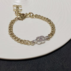 Light gold and silver two-tone rhinestone choker bracelet
