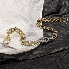 Light gold and silver two-tone rhinestone choker bracelet