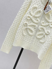 3D Woven Logo Knit Cardigan