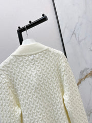 3D Woven Logo Knit Cardigan