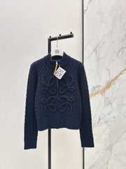 3D Woven Logo Knit Cardigan