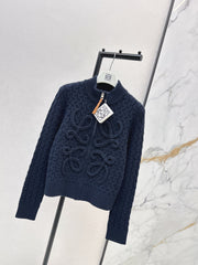 3D Woven Logo Knit Cardigan