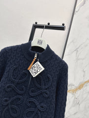 3D Woven Logo Knit Cardigan