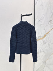 3D Woven Logo Knit Cardigan