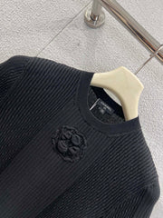 Jacquard Slim-Fit Short-Sleeve Knit Top