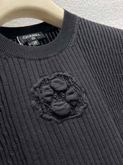 Jacquard Slim-Fit Short-Sleeve Knit Top