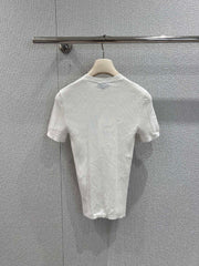 Jacquard Slim-Fit Short-Sleeve Knit Top