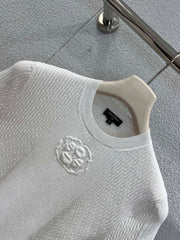 Jacquard Slim-Fit Short-Sleeve Knit Top
