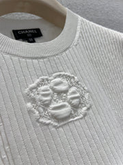 Jacquard Slim-Fit Short-Sleeve Knit Top