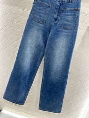 Straight-leg denim trousers