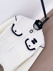 Zippered stand-up collar cardigan