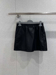 Classic Nylon Belted Midi Skirt