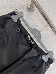 Classic Nylon Belted Midi Skirt