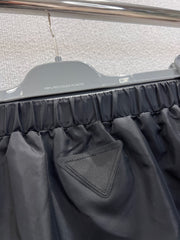 Classic Nylon Belted Midi Skirt