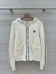 Overlocked Hooded Cardigan