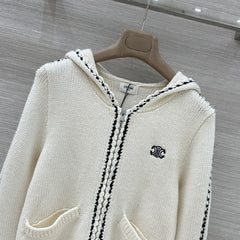 Overlocked Hooded Cardigan