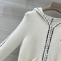 Overlocked Hooded Cardigan