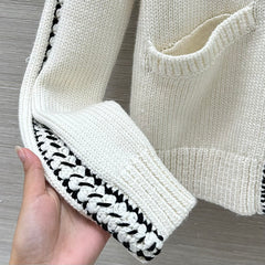 Overlocked Hooded Cardigan