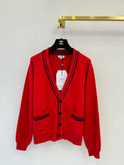 Striped V-neck cardigan