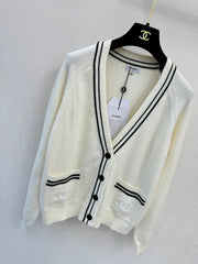 Striped V-neck cardigan