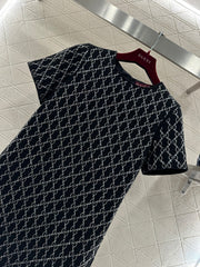 Rhinestone Short-Sleeve Dress
