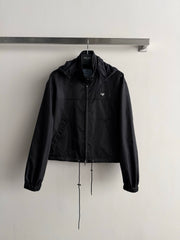 Short Drawstring Nylon Jacket