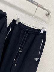 Hooded zip-up jacket + drawstring wide-leg trousers