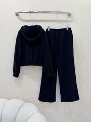 Hooded zip-up jacket + drawstring wide-leg trousers