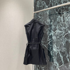 Nylon Sleeveless Dress with a cinched waist