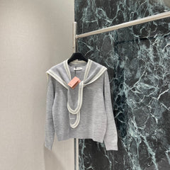 Navy collar shawl cardigan