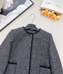 Black and Silver Tweed Short Jacket