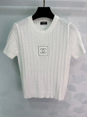 Cable Knit Short-Sleeve Top