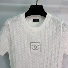 Cable Knit Short-Sleeve Top