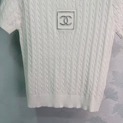 Cable Knit Short-Sleeve Top