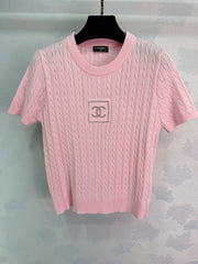 Cable Knit Short-Sleeve Top