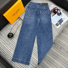 Logo pocket wide-leg jeans