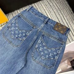 Logo pocket wide-leg jeans