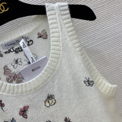 Butterfly Embroidered Stretch Knit Vest