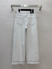 Color-blocked striped loose-fitting jeans