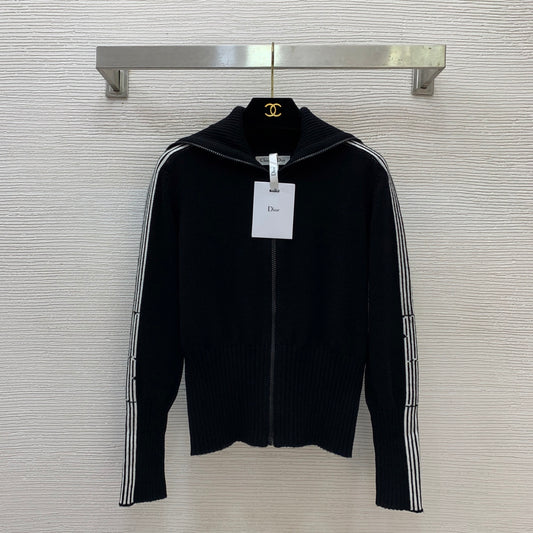 Navy Collar Cardigan Top