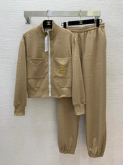 Embossed logo fashion casual sportswear set